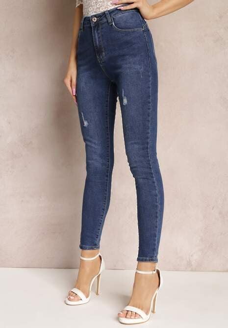 Granatowe Jeansy Skinny Push Up Zarmineh Renee