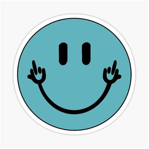 Blue Middle Finger Smile Sticker For Sale By Trendyvibezzzzz Redbubble