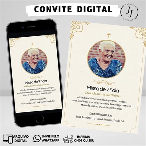 Convite Digital Missa Dia Foto Elo Produtos Especiais