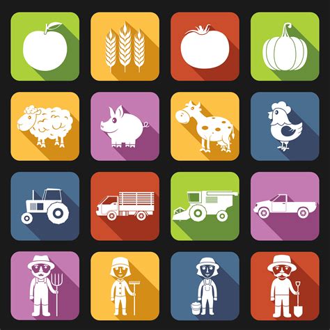 Farm Icons Set Flat 438970 Vector Art At Vecteezy