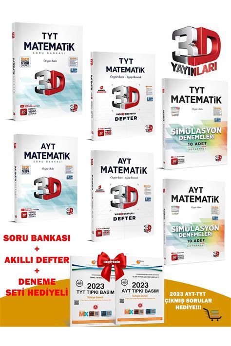 3D Yayınları 2024 Model AYT TYT Matematik Soru Bankası Akıllı Defter