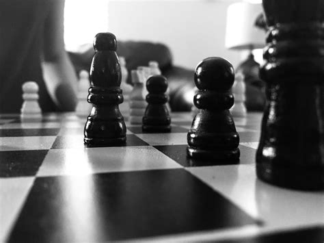 Grayscale Photography Of Chess Board · Free Stock Photo