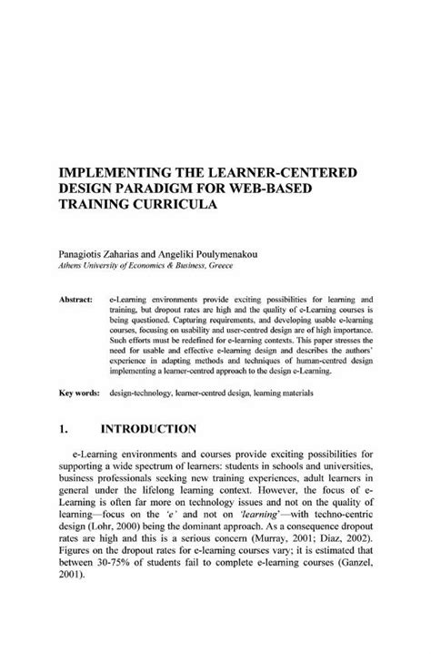 Pdf Implementing The Learner Centered Design Paradigm · Pdf