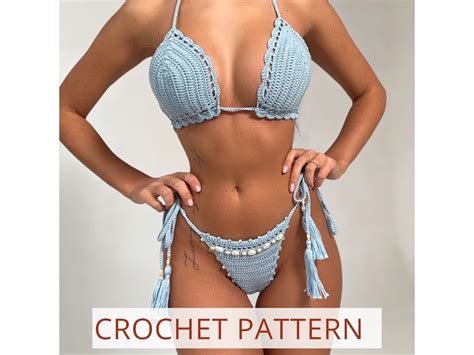 Crochet Bikini Pattern PDF Files On English For Size XS XXL Crochet Patterns Thong Swimsuit Etsy