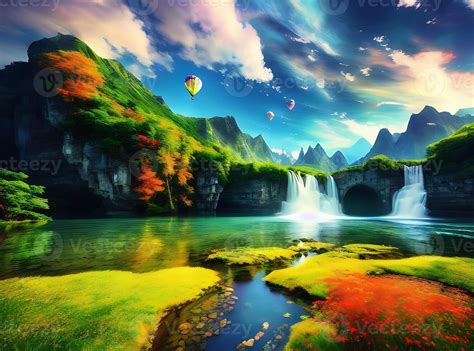 fondo de pantalla paisaje cuadro fantasía arte animado agua