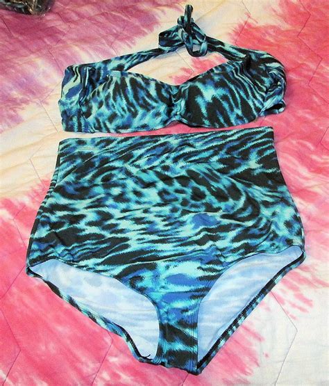 Nwt Sea Caves 2 Piece Swimsuit Plus Size 18 Bikini Top And Bottom Convertible High Ebay