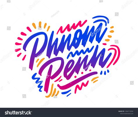 Phnom Penh Handwritten City Namemodern Calligraphy Stock Vector