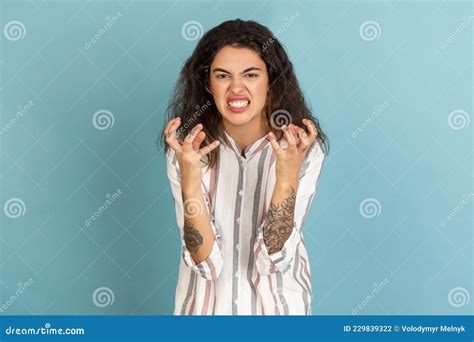 Angry Half Naked Man Having Problems And Hitting The Wall Royalty Free