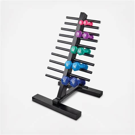 Cando Vinyl Coated Dumbbell 10 Piece Set With Floor Rack Zola