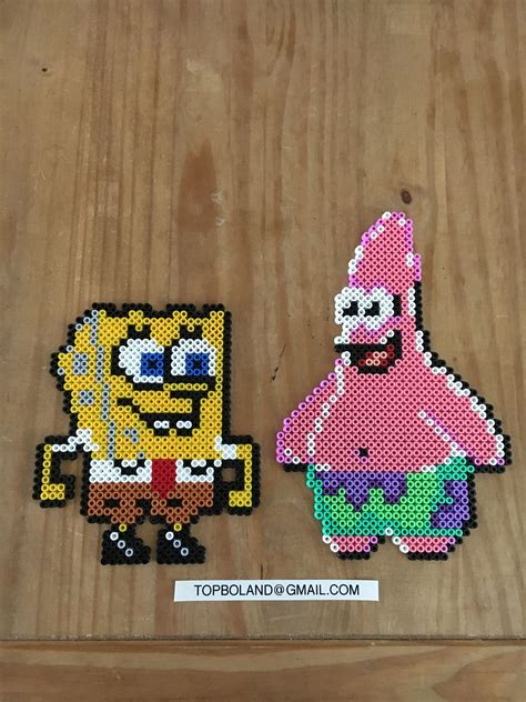 Spongebob Squarepants Patrick Star Hama Beads Perler Beads Pixel Art Diy Perler Bead Crafts