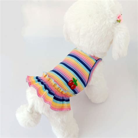 Regenboog Gestreept Hond Jurk Schattige Hond Kledi Grandado