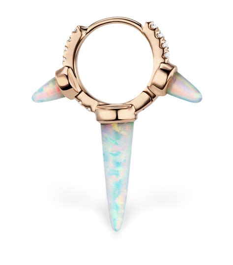 Maria Tash Opal Triple Spike Diamond Hoop Earring Mm Harrods Us