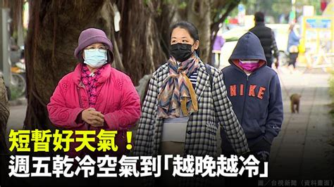 短暫好天氣！今溫度回升轉晴 明乾冷空氣到「越晚越冷」