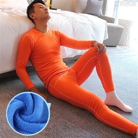 2018 Cotton Underwear Underwear Winter Mens Warm Thermal Underwear Add wool Long Johns Thermal ...