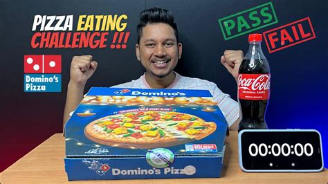 Dominos Pizza Eating Challenge Large Double Cheese Margherita Pizza