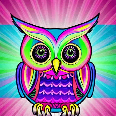 Lisa Frank Style Owl Graphic · Creative Fabrica