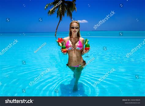 Beautiful Female Model Pink Bikini Standing Stock Photo Shutterstock