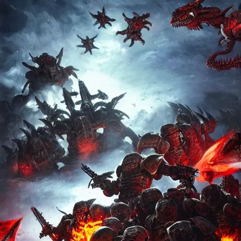 Space Marines Fighting Off A Horde Of Tyranids K Stable Diffusion