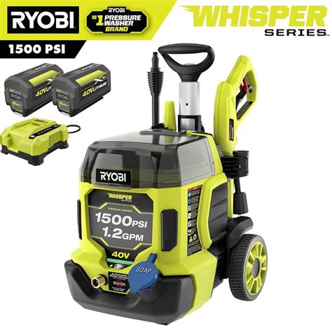 Ryobi 40v Hp Brushless Whisper Series 1500 Psi 12 Gpm Cold Water Electric Pressure Washer W 2