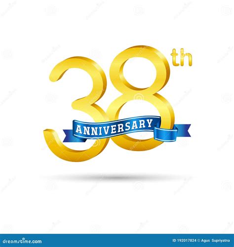 38th Golden Anniversary Logo With Blue Ribbon Isolated On White