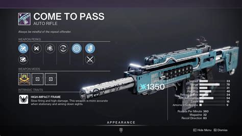 Come To Pass Destiny 2 God Roll Gamezo