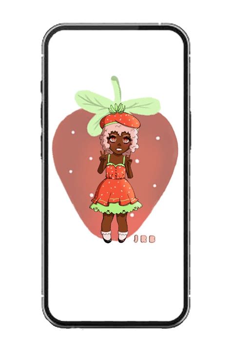 Strawberry Chibi Girl Wallpaper Etsy