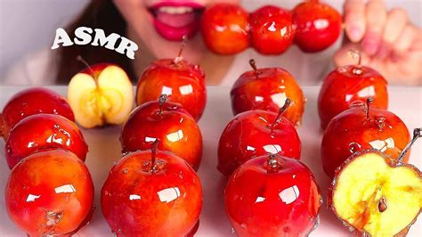 Asmr 🍎candied Mini Apple Tanghulu Eating Sounds🍏 미니사과 탕후루 먹방 リンゴ Candy を食べる音 Fruit Mukbang