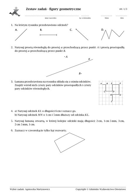 6048122 zestaw zadań figury geometryczne Zestaw zadań figury