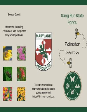 Fillable Online Dnr Maryland Sang Rung ParkQuest Activity Sheet Sang