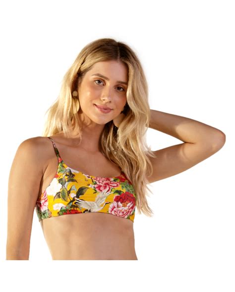 Yellow Floral Bra Bikini Top Top Bela Xangai Brand Blueman