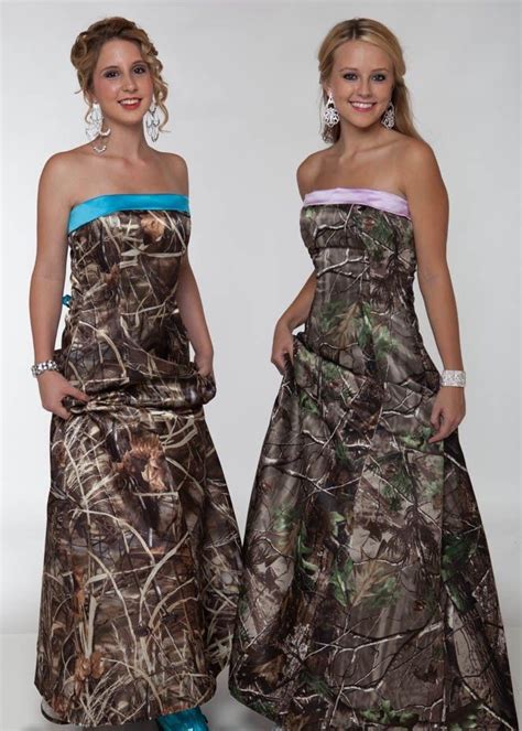 Cheap Camo Bridesmaids Dresses Long Strapless Sheath Floor Length