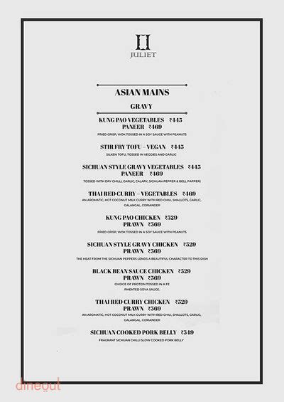 Menu Of Juliet Mg Road Bangalore Dineout