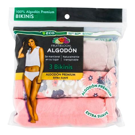 Bikini Fruit Of The Loom Talla Liso Y Flores Multicolor Piezas Bodega Aurrera Despensa A