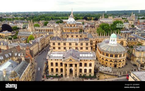 Famous Radcliffe Camera In The Oxford University Aerial View Stock