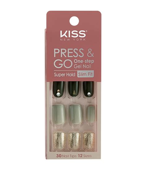 Unhas Postiças New York Press Go Kiss Gold Khaki