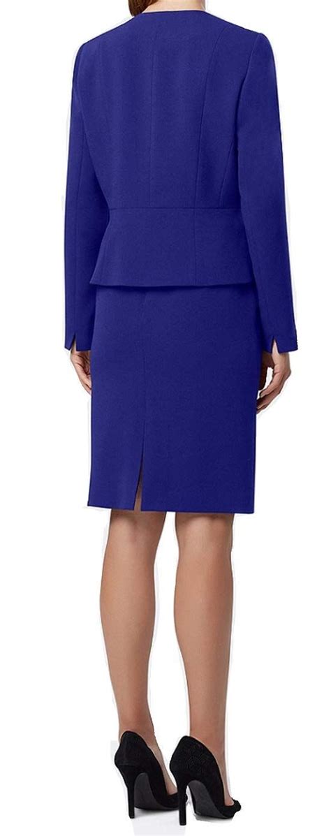 Tahari By Arthur S Levine Snap Front Peplum Skirt Suit Royal Blue