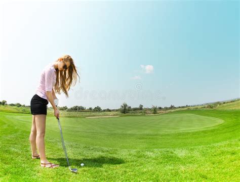 Female Golf Player At The Course Stock Photo Image Of Outdoors Child