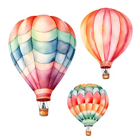 Hot Air Balloons Watercolor Clipart 24065359 Png