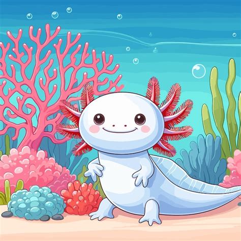 Premium Vector Cute Axolotl Cartoon Vector Style