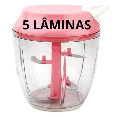 Mini Processador Triturador Manual Alimentos 5 Lâminas 900 Ml Grande