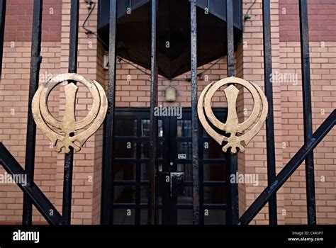 Khanda Sikh Symbol On The Gates Of A Gurdwara In Bristol Stock Photo