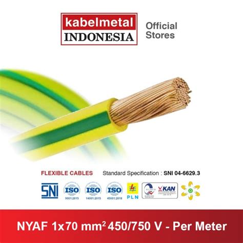 Jual Kabel Metal Kabel NYAF 70 Mm Kuning Hijau Per Meter Grounding