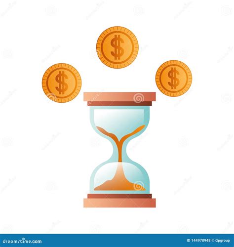 Hourglass With Coins Isolated Icon Stock Vector Illustration Of Clock Countdown 144970948