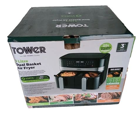 Tower T L Dual Basket Vortx Air Fryer Black Ebay