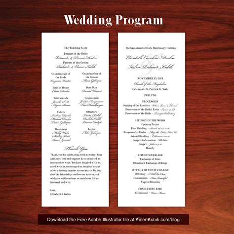 Catholic Wedding Program Template Free