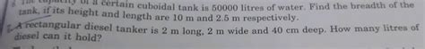 A Cuboidal Water Tank Is M Long M Wide And M Deep How Many