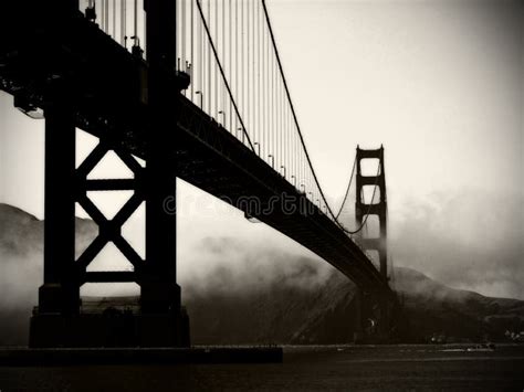 Golden Gate Bridge - Black And White Stock Photo - Image of landscape ...