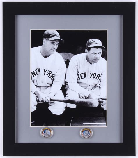 Lou Gehrig And Babe Ruth Yankees 13x15 Custom Framed Photo Display With 24kt Gold Colorized Coins