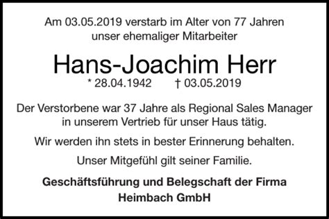 Traueranzeigen Von Hans Joachim Aachen Gedenkt