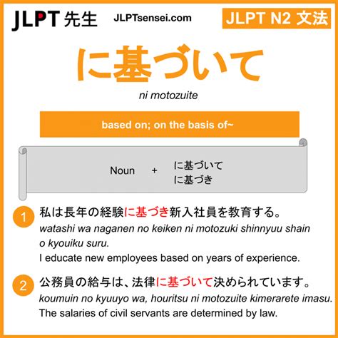 Gramática Jlpt N2 に基づいて Ni Motozuite Significado